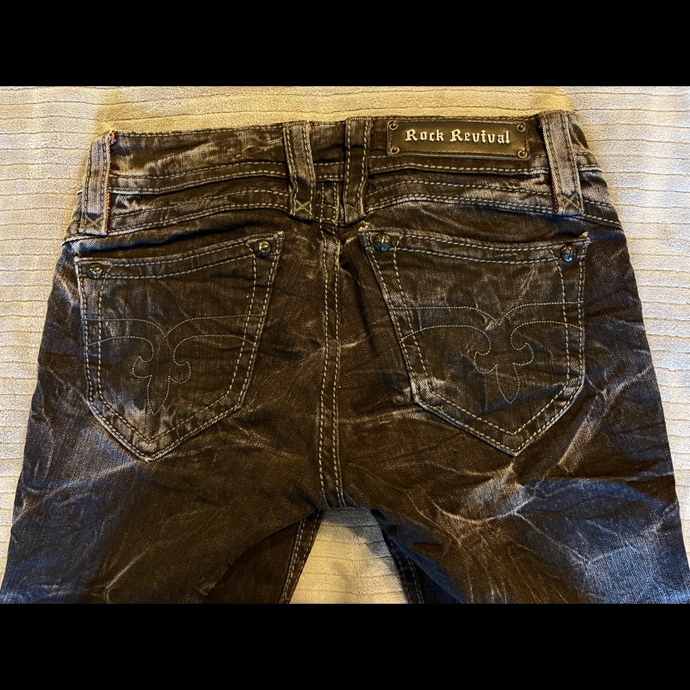 Rock Revival “Pat” Sz28 Black Tie Dye Denim Jeans